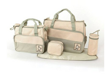 Load image into Gallery viewer, 5 in 1 Multifunctional Baby Bag - Khaki Dots