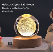 Load image into Gallery viewer, Luminous Crystal Ball Galaxy Night Light Decoration 3D Laser Carved - Moon