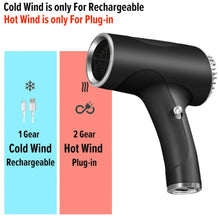 Load image into Gallery viewer, 2600mAh Cordless Anion Blow Dryer Portable Hair Dryer 40/500W USB Rechargeable Powerful 2 Gears - Black