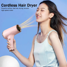 Load image into Gallery viewer, 2600mAh Cordless Anion Blow Dryer Portable Hair Dryer 40/500W USB Rechargeable Powerful 2 Gears - Black