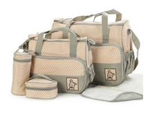 Load image into Gallery viewer, 5 in 1 Multifunctional Baby Bag - Khaki Dots
