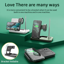 Load image into Gallery viewer, 15W Fast Charge 4 In 1 QI Wireless Charger Dock Station - Black
