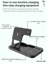 Load image into Gallery viewer, 15W Fast Charge 4 In 1 QI Wireless Charger Dock Station - Black
