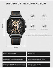 Load image into Gallery viewer, POEDAGAR Luxury Wristwatches Chronograph Leather Quartz Men's Watches - Black Silver
