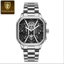 Load image into Gallery viewer, POEDAGAR Luxury Wristwatches Chronograph Leather Quartz Men's Watches - Silver
