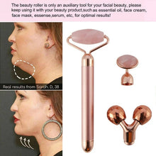 Load image into Gallery viewer, 3 in1 Electric Vibrating Natural Rose Quartz Jade Facial Roller
